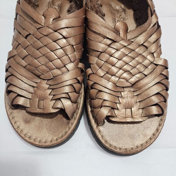 Brand X Huaraches Woven Leather Sandals Flats with Chunky Sole Size 6.5 Brown - Picture 9 of 9